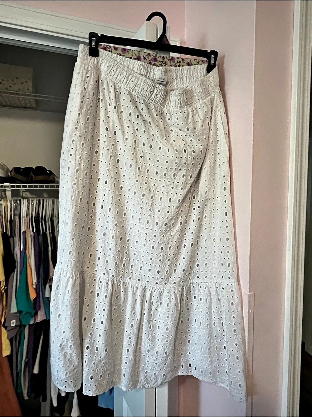 Time and True White Eyelet Maxi Skirt